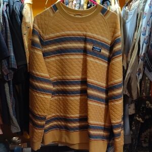 L.L. Bean Men's Quilted Striped Mustard Sweater
